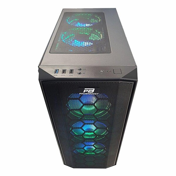 Power Boost X58 USB 3.2 RGB ATX Mid Tower Siyah Kasa