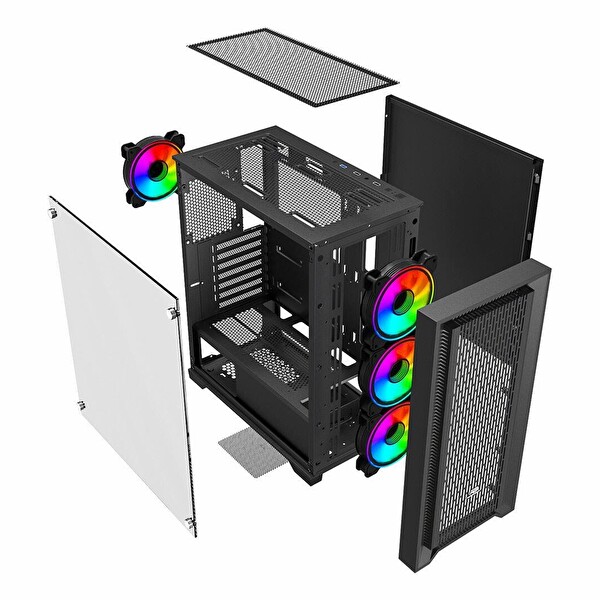 Power Boost PB-P705B 650W 80+ Bronz USB 3.2 ARGB ATX Mid Tower Siyah Kasa