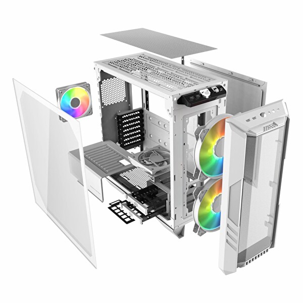 Cooler Master HAF 500 USB 3.2 ARGB eATX Mid Tower Beyaz Kasa