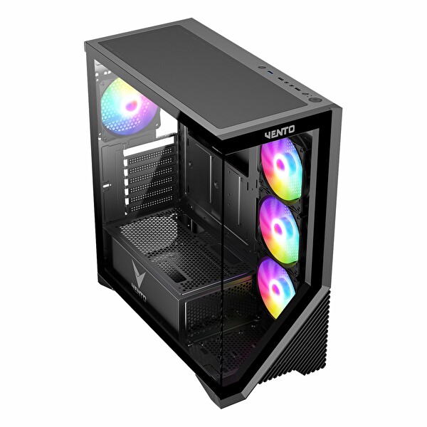 Vento VG4202FL FSP 750W GEN5 4x120 MM Rainbow RGB Fan USB 3.0 Temperli Cam Siyah Gaming (Oyuncu) Kasa