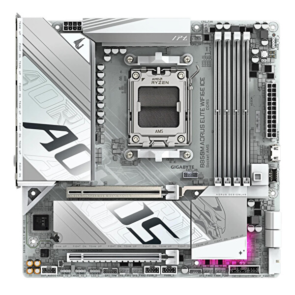 Gigabyte B850M Aorus Elite ICE Wifi-6E Soket AM5 8200 MHz OC mATX Gaming Anakart