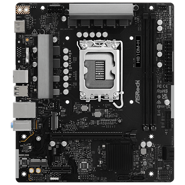 Asrock H810M-H 6400MHz DDR5 Soket 1851 M.2 USB 3.2 HDMI mATX Anakart