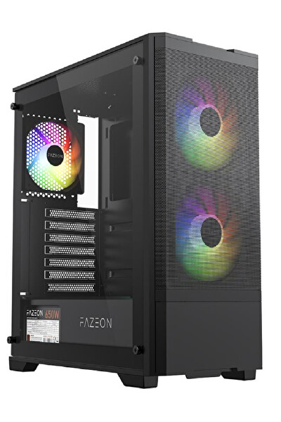 Fazeon F16 650W 80 Plus Bronze Mesh 2x140 MM - 1x120 MM ARGB Fanlı ATX Siyah Bilgisayar Kasası