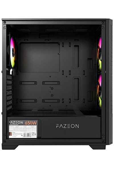 Fazeon F16 650W 80 Plus Bronze Mesh 2x140 MM - 1x120 MM ARGB Fanlı ATX Siyah Bilgisayar Kasası