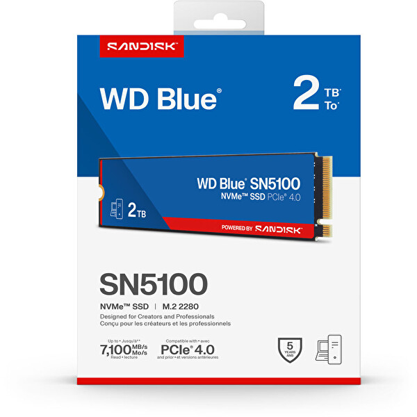 WD Blue SN5100 2 TB WDS200T5B0E 7100/6700MB/s PCIe Gen 4.0 M.2 2280 NVMe SSD