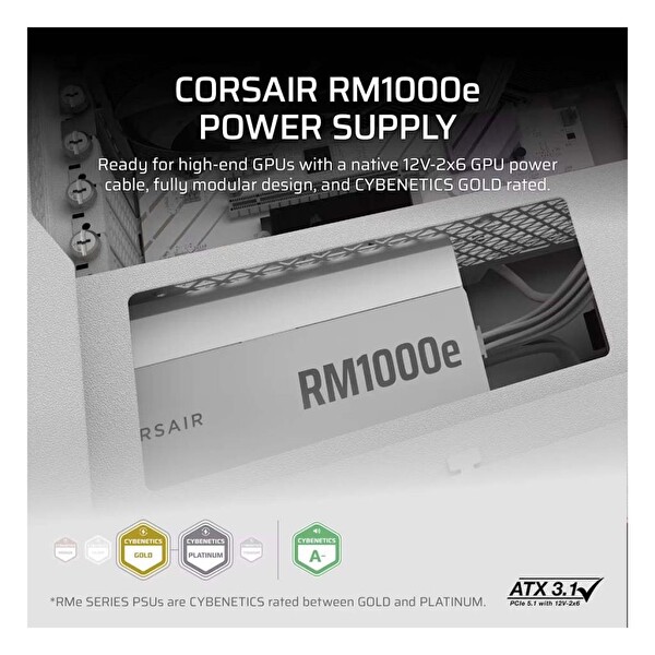 Corsair RM1000e CP-9020294-EU Gen5.1 1000 W Beyaz Power Supply