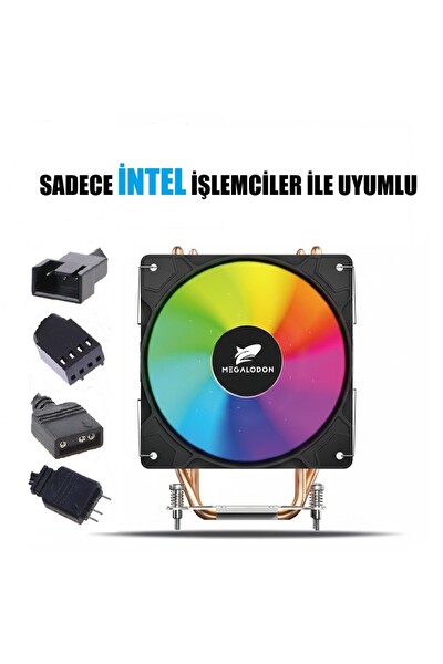 Megalodon TW120 6 Bakır Borulu ARGB Kule Tipi İşlemci Soğutucu CPU Fanı - Sadece İntel İşlemciler İçin