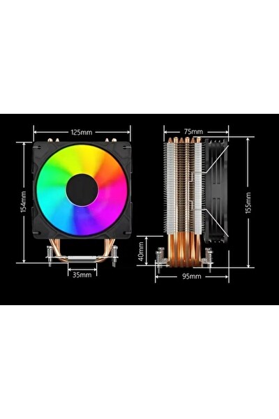 Megalodon TW120 6 Bakır Borulu ARGB Kule Tipi İşlemci Soğutucu CPU Fanı - Sadece İntel İşlemciler İçin
