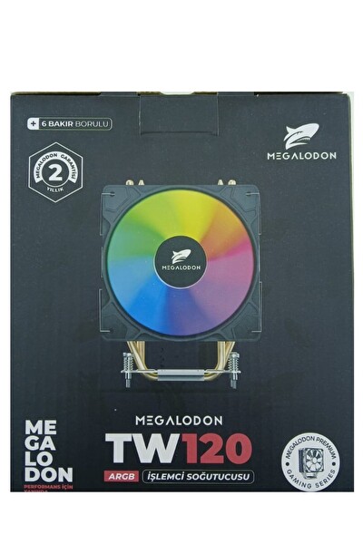 Megalodon TW120 6 Bakır Borulu ARGB Kule Tipi İşlemci Soğutucu CPU Fanı - Sadece İntel İşlemciler İçin