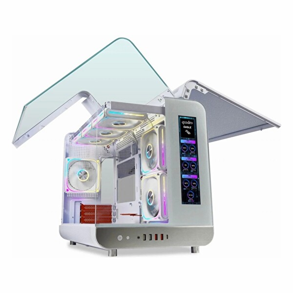 Quadro Eagle QX100 USB 3.2 RGB ATX Mid Tower Bilgisayar Kasası - Beyaz