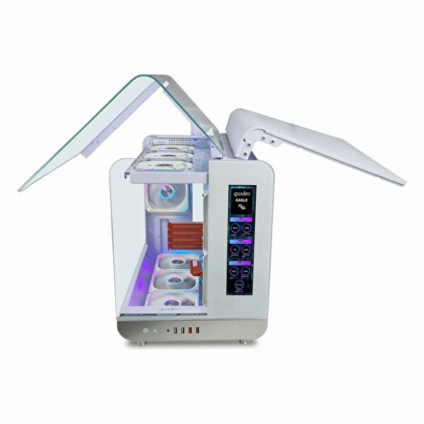 Quadro Eagle QX100 USB 3.2 RGB ATX Mid Tower Bilgisayar Kasası - Beyaz