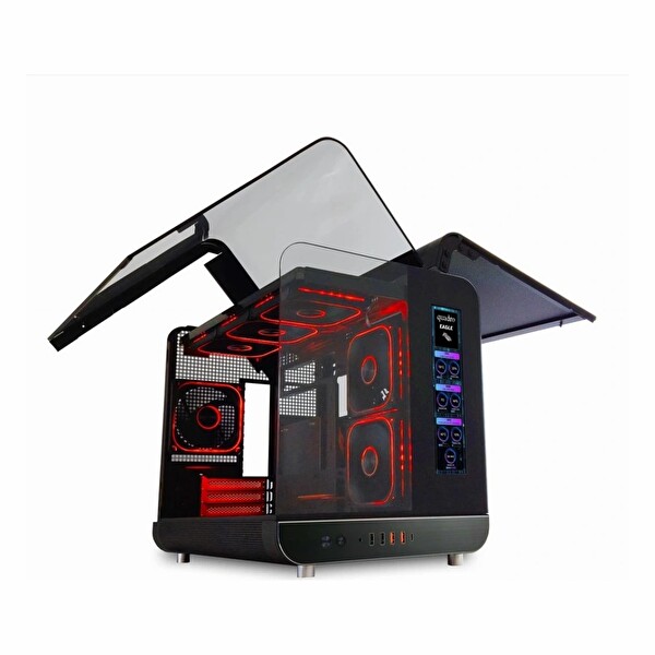 Quadro Eagle QX100 USB 3.2 RGB ATX Mid Tower Bilgisayar Kasası - Siyah