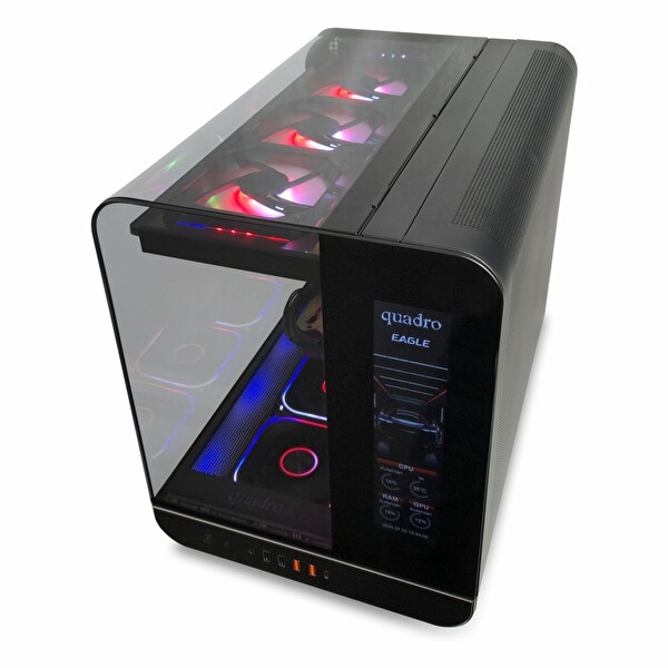 Quadro Eagle QX100 USB 3.2 RGB ATX Mid Tower Bilgisayar Kasası - Siyah
