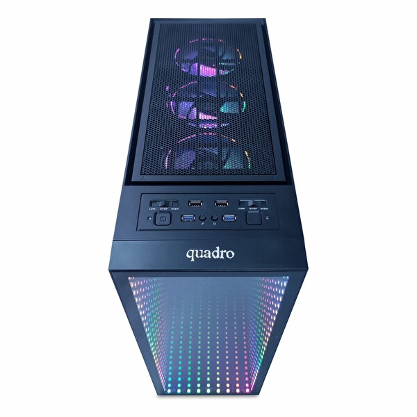 Quadro Titan QT100 USB 3.2 RGB ATX Mid Tower Bilgisayar Kasası - Siyah