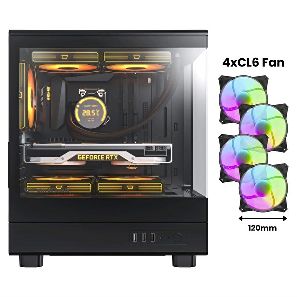 Aigo DarkFlash DB330M USB 3.0 4x12 CM Fan Psu Yok Temperli Cam M-Atx Bilgisayar Kasası Siyah