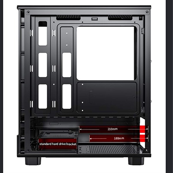 Aigo DB330M USB 3.0 3×12 CM Fan Psu Yok Temperli Cam M-Atx Bilgisayar Kasası Siyah