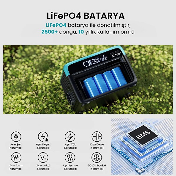 Bix LiFePO4 Bataryalı Power Station AC/DC/USB Güneş Paneli Uyumlu 60000mAh 230V 300W Güç Kaynağı