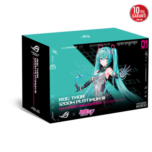 Asus ROG Thor 1200W Platinum III Hatsune Miku Edition OLED ARGB 80+ Platinum PCIe 5.1 Full Modüler ATX 3.1 Güç Kaynağı