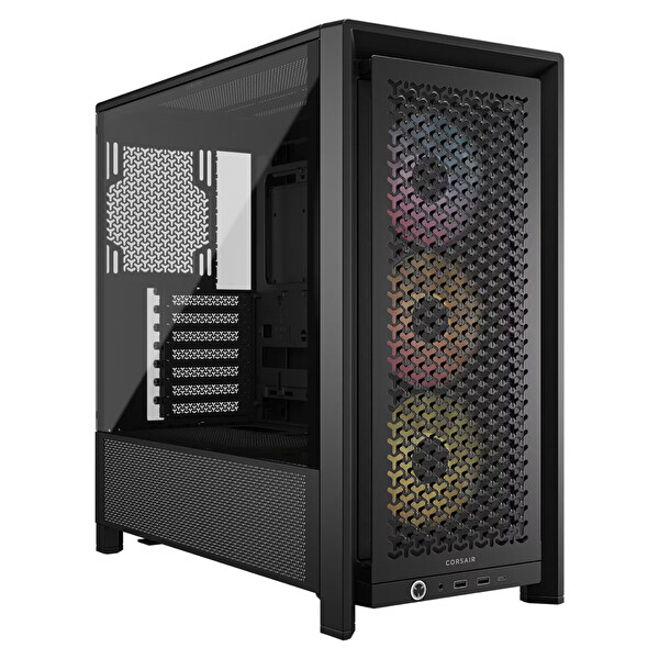 Corsair Frame 4000D RS 3x120MM ARGB Fan Mesh Temperli Cam USB 3.2 Mid Tower E-ATX Gaming Bilgisayar Kasası Siyah