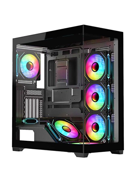 Frisby Dominator 650W 80+ 7X120MM ARGB Fan Mid Tower ATX Siyah Gaming Oyuncu Kasa