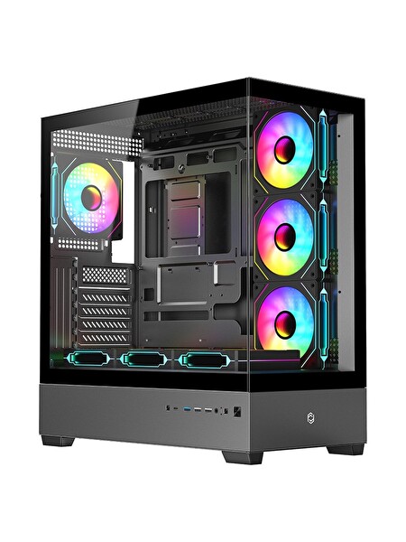 Frisby NOVA-X 650W 80+ 7x120mm ARGB Fan Mid Tower ATX Siyah Gaming (Oyuncu) Kasa