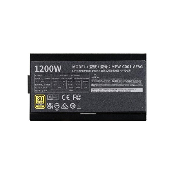 Cooler Master Elite Gold MPW-C001-AFAG-BEU 1200W Atx 3.1 Pcıe-E 5.1 80+ Gold Full Modüler Power Supply