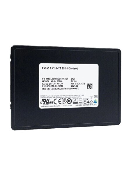 Samsung PM9A3 3.84TB PCIe Gen4 x4 NVMe U.2 2.5'' Server Sunucu SSD MZ-QL23T80 MZQL23T8HCLS-00AAZ