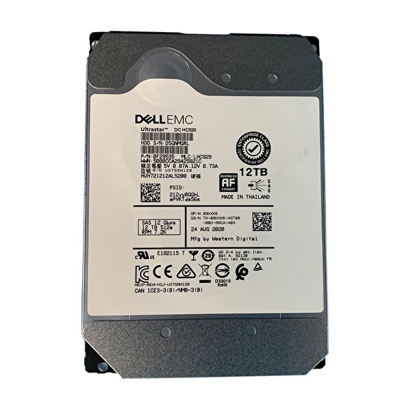 Dell EMC Ultrastar DC HC520 12TB 7.2K 12G 512e SAS 3.5