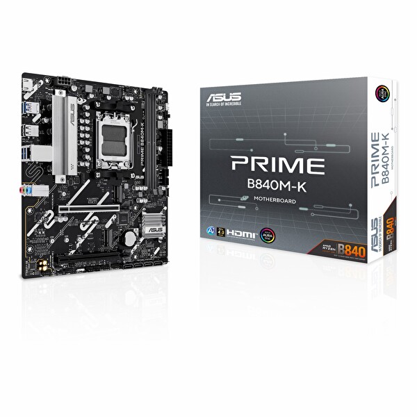 Asus Prime B840M-K DDR5 8000 MHz OC M.2 HDMI PCIe 4.0 AM5 mATX Anakart