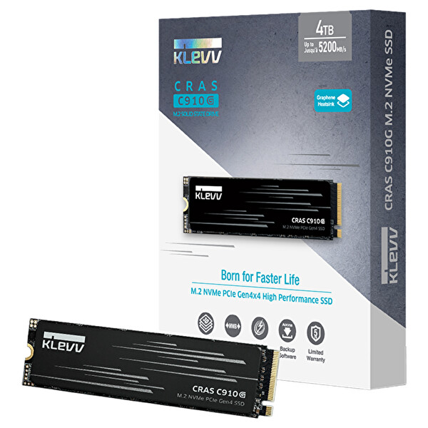 Klevv Cras 910G 4TB NVMe PCIe Gen4 x4 Okuma 5200 - 4800 MB M.2 SSD K04TBM2SP0-10G
