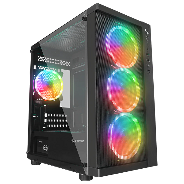 Rampage Vega V2 650W 80+ Bronze Tempered Glass USB3.0 RGB mATX Siyah Gaming Kasa