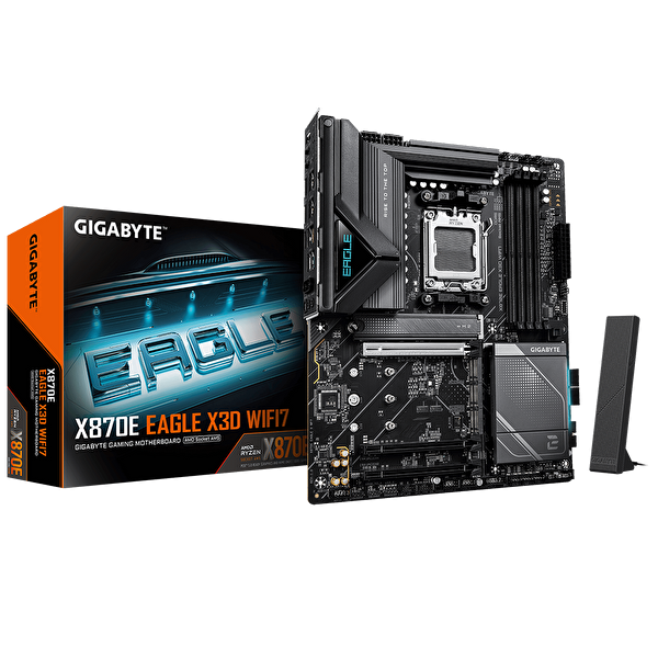 Gigabyte X870E Eagle X3D WIFI7 9000MHz OC DDR5 Soket AM5 M.2 HDMI DP ATX Anakart