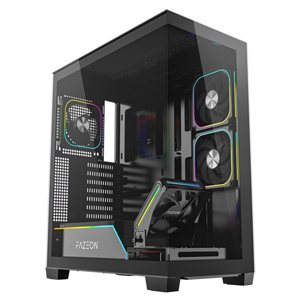 Fazeon F14 750W 80+ Bronze Tempered Glass Mesh 4x ARGB Fanlı Type-C Siyah ATX Bilgisayar Kasası