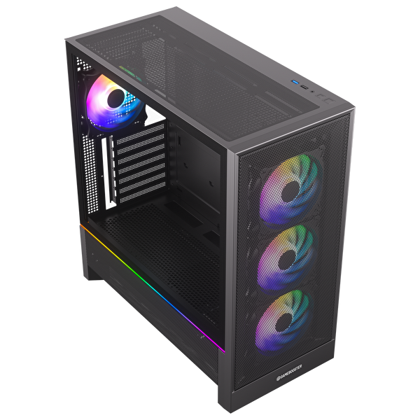 GameBooster MYSTRAL 750W 80+ Bronze ATX3.1 Gen5.1 Mesh ARGB E-ATX Mid Tower Siyah Kasa