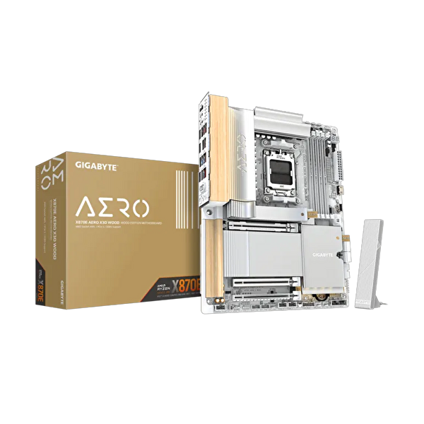 Gigabyte X870E Aero X3D Wood WIFI7 9000MHz(OC) DDR5 Soket AM5 M.2 HDMI DP ATX Anakart