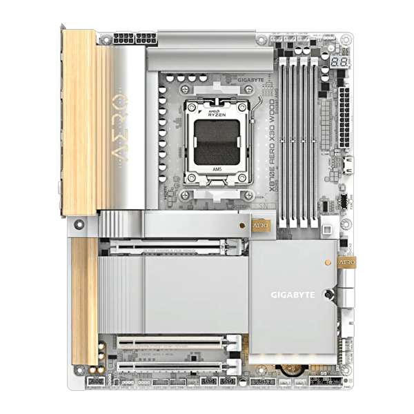 Gigabyte X870E Aero X3D Wood WIFI7 9000MHz(OC) DDR5 Soket AM5 M.2 HDMI DP ATX Anakart