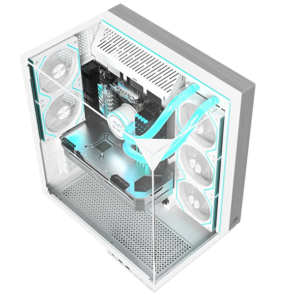 Power Boost Eclipse USB 3.0 USB-C Tempered Glass 8xARGB Fanlı ATX Mid Tower Beyaz Gaming Kasa