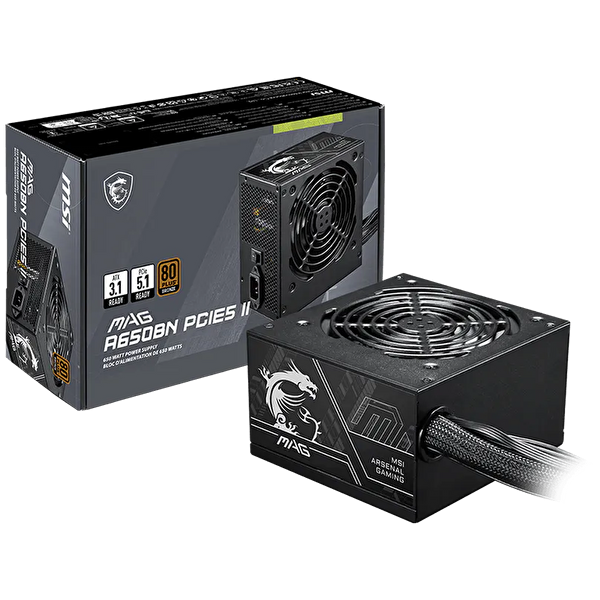 MSI MAG A650BN PCIE5 II 650W 80+ Bronze GEN 5.1 ATX 3.1 120 MM Fanlı PSU
