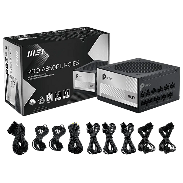 MSI PRO A850PL PCIE5 850W 80+ Platinum GEN 5.1 ATX 3.1 120 MM Fanlı PSU