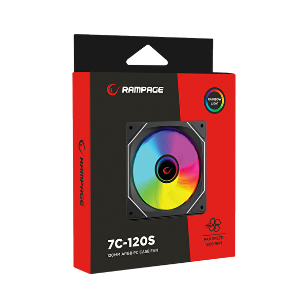 Rampage 7C-120S 12cm Double Ring Aynalı ARGB Siyah Kasa Fanı