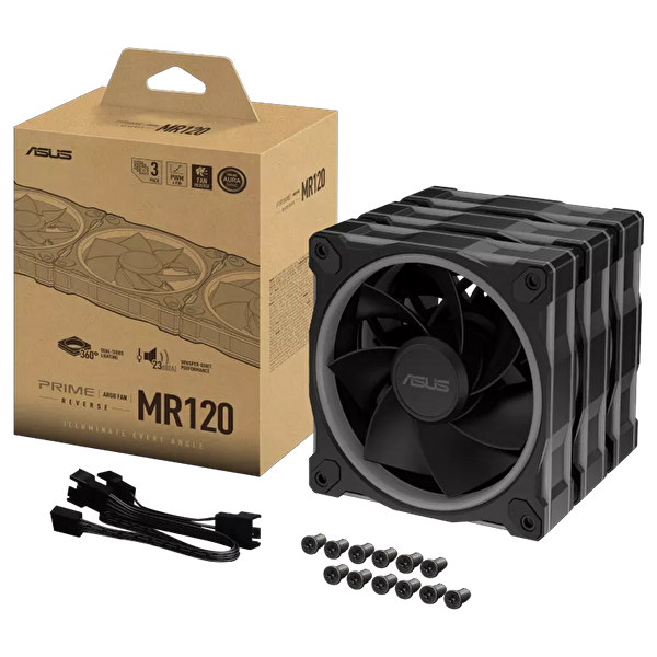 Asus Prime MR120 Reverse ARGB 120 MM Siyah Üçlü Kasa Fanı