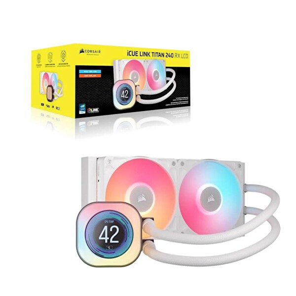 Corsair iCUE Link Titan 240 RX LCD 240 MM Beyaz İşlemci Sıvı Soğutucu