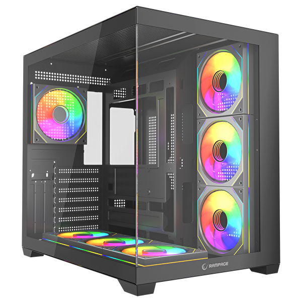 Rampage ARES 750W 80+ Bronze 12 CM ARGB Fan Tempered Glass Mid-T Siyah Oyuncu Bilgisayar Kasası