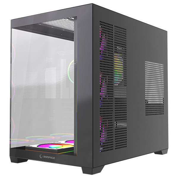 Rampage ARES 750W 80+ Bronze 12 CM ARGB Fan Tempered Glass Mid-T Siyah Oyuncu Bilgisayar Kasası