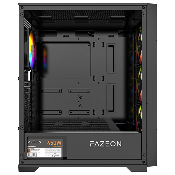 Fazeon F11 Plus 650W 80 Plus Bronze Temperli Cam Mesh 4x RGB Fanlı Siyah ATX Oyuncu Kasası