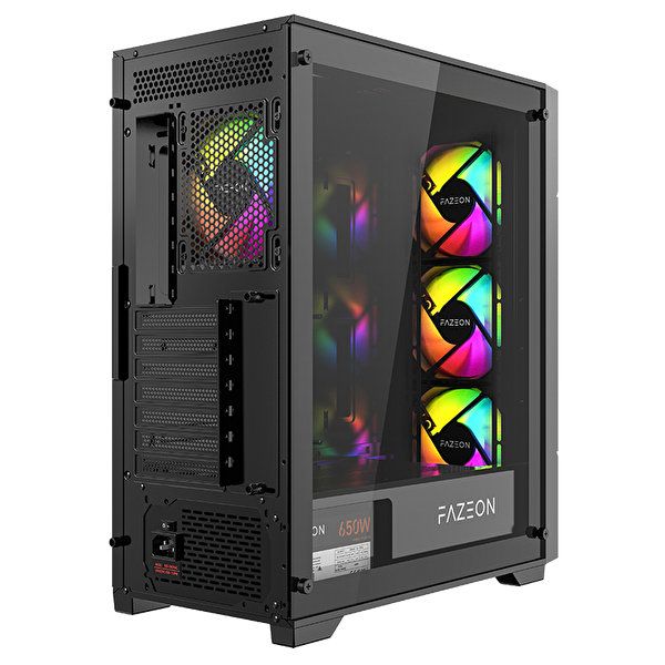 Fazeon F11 Plus 650W 80 Plus Bronze Temperli Cam Mesh 4x RGB Fanlı Siyah ATX Oyuncu Kasası