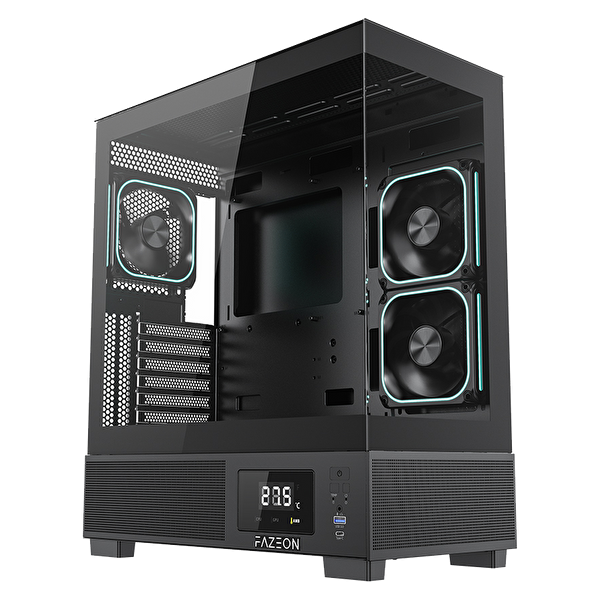 Fazeon F15 750W 80 Plus Bronze Gen5 Full Modüler 3x120 mm LCD ARGB Fanlı USB 3.0 ATX Oyuncu Kasası