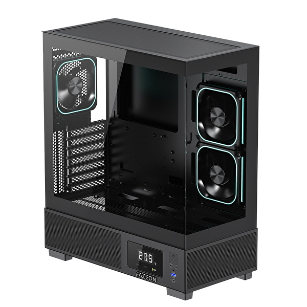 Fazeon F15 750W 80 Plus Bronze Gen5 Full Modüler 3x120 mm LCD ARGB Fanlı USB 3.0 ATX Oyuncu Kasası