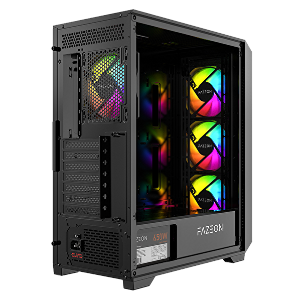 Fazeon F4 650W 80 Plus Bronze Temperli Cam Mesh 4x ARGB Fanlı Siyah E-ATX Oyuncu Kasası