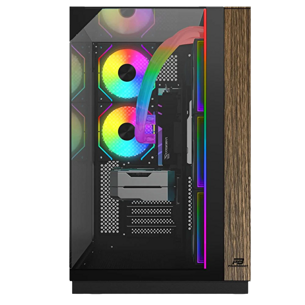 Power Boost Eclipse USB 3.0 USB-C Temperli Cam 8x ARGB Fanlı Siyah ATX Mid Tower Oyuncu Kasası